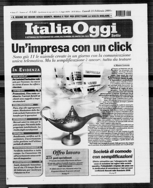 Italia oggi : quotidiano di economia finanza e politica